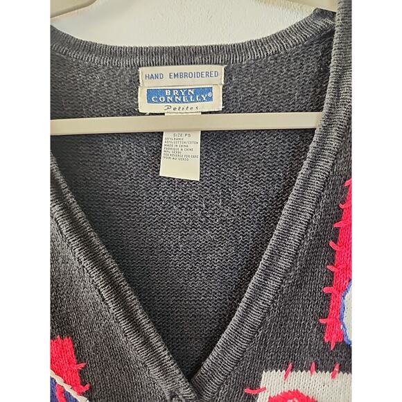 VTG Bryn Connelly Christmas Ugly Sweater Cardigan Size Petite Small - Picture 3 of 5